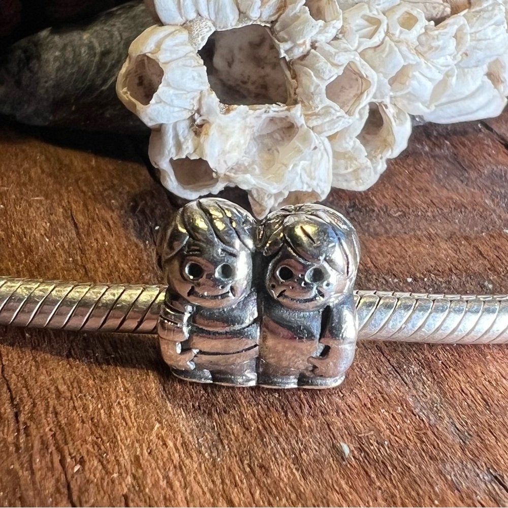 Authentic Chamilia Charm Brothers Kids Children Boys Family Bead 925 Boy Hugging